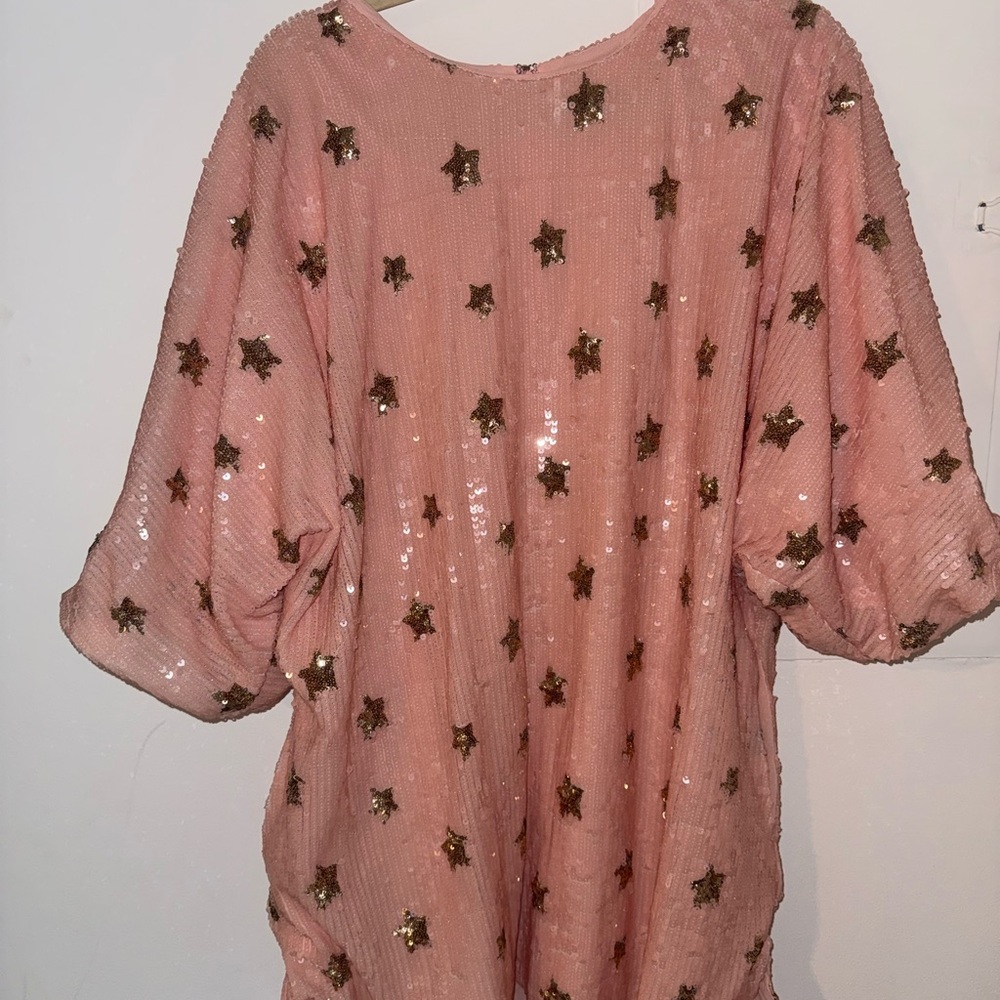 MARBLE Pink Dress with Gold Sequin Stars